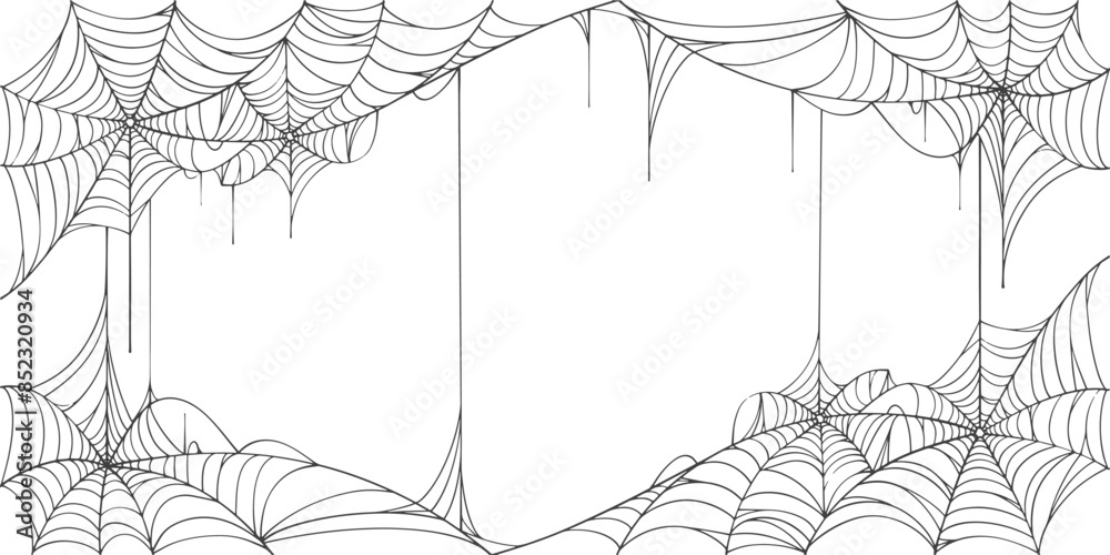 Poster background with cobweb, spider web line art vector eps