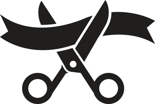 Grand opening icon, ribon cutting icon