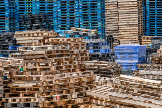 Stacks of Wooden Pallets