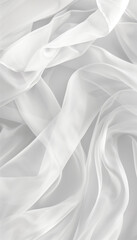 Naklejka premium Delicate White Chiffon: Bridal Fabric in Motion - Close-Up Detail, Minimalist Backdrop - Elegant Wedding Textures - - Vertical composition - Stunning Bridal Photography