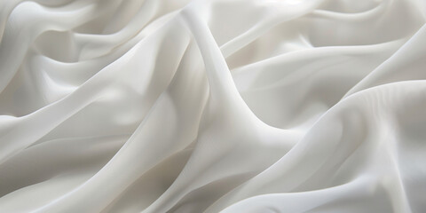 Obraz premium Delicate White Chiffon: Bridal Fabric in Motion - Close-Up Detail, Minimalist Backdrop - Elegant Wedding Textures - Light and Flowing Visuals - Stunning Bridal Photography