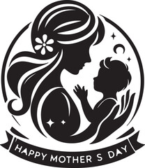Happy Mothers Day silhouette vector illustration.