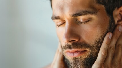 Obraz premium Close up image of a man with rheumatism on a light background