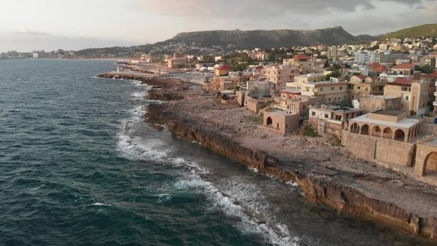 The ancient Phoenician wall in the coastal town of Batroun, north Lebanon