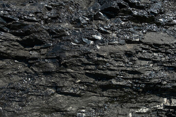 Hard coal texture. Black background.