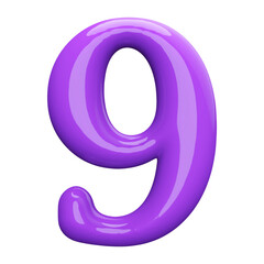 Purple 3D Number 9