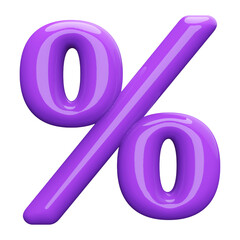 Purple 3D Percent Symbol