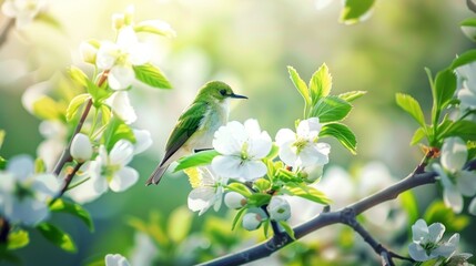 White floral 3D wallpaper background adorned with a verdant bird.