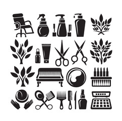Beauty salon set of flat vector icons illustration