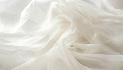White Organza Elegance: Bridal Sheer Fabric - Close-Up Texture, Minimal Background - Crisp and Delicate Wedding Material - High-Quality Organza Detail - Stunning Bridal Imagery