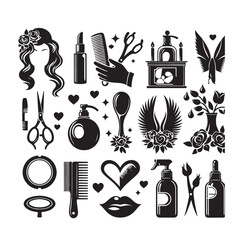 Fototapeta premium Beauty salon set of flat vector icons illustration