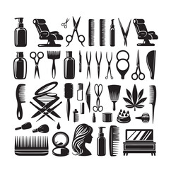 Beauty salon set of flat vector icons illustration