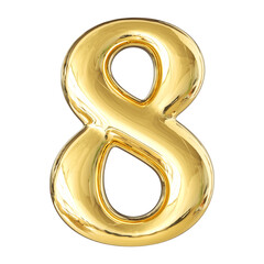 Gold 3D Number 8