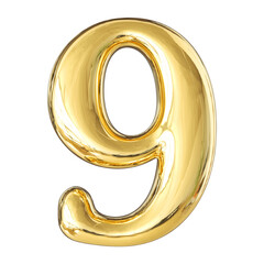 Gold 3D Number 9