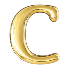 Gold 3D Font Letter C uppercase