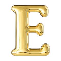 Gold 3D Font Letter E uppercase