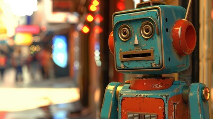 Fototapeta premium Amusing robot art painting walls for house decor and renovation