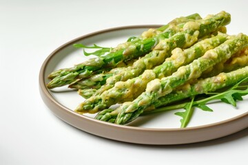 Golden Brown Deep Fried Asparagus with Zesty Lemon-Herb Dressing