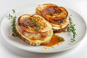 Delicious Camembert and Apple Grilled Cheese with Salted Caramel Drizzle