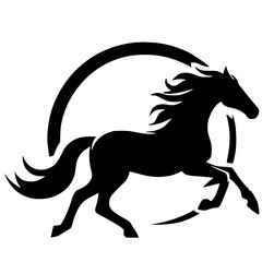 Silhouette of a running horse logo