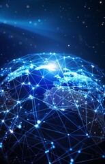 Globe with global connection lines and lights. Worldwide technology concept.