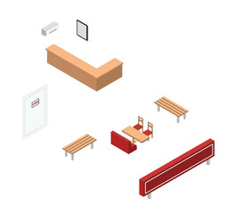 Isometric single office/home furniture vector block