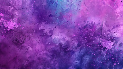 Vintage Purple Background with Watercolor Splashes of Cyan Fashionable Watercolour Design Artistic Dye Patterns Creative Ink Banner and Crafty Texture