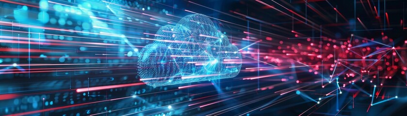 Fototapeta premium Seamless Data Flow in a Digital Business Cloud Network