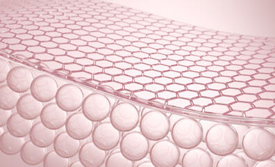 Fototapeta premium Pink skin layer and skin cells, 3D rendering.