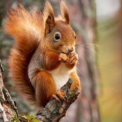 Fototapeta premium Sciurus vulgaris,Red squirrel in the wild 