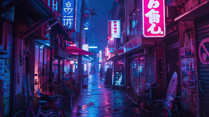 Realistic Cyberpunk Tokyo Night Street Scene