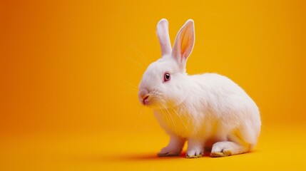 Obraz premium White easter rabbit on orange background