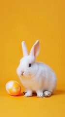 Obraz premium White easter rabbit on orange background
