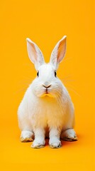 Obraz premium White easter rabbit on orange background