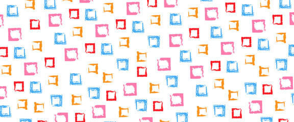Vector square shapes drawn with dry brush, design elements In doodle style.