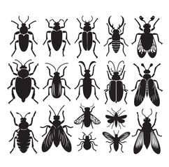 flat design insect silhouette collection