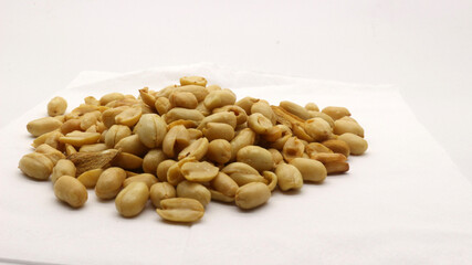 Delicious fried peanuts isolated