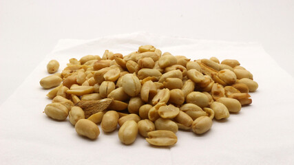 Delicious fried peanuts isolated