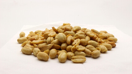 Delicious fried peanuts isolated