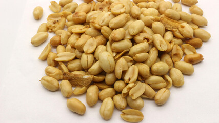 Delicious fried peanuts isolated