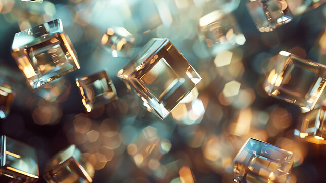 Cluster of 3D cubes with beveled edges, floating in mid-air