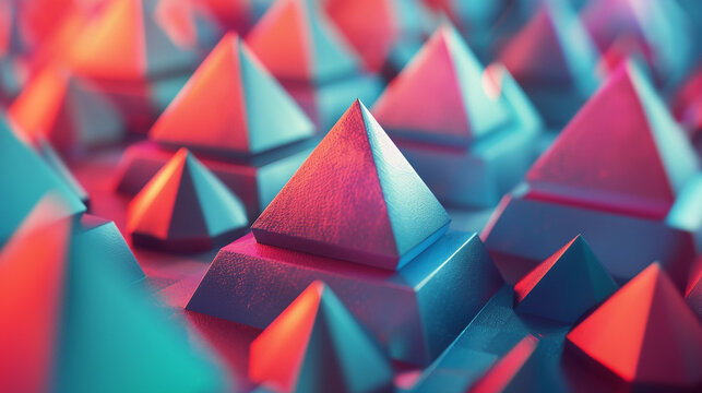 Cluster of 3D pyramids arranged in a symmetrical pattern.