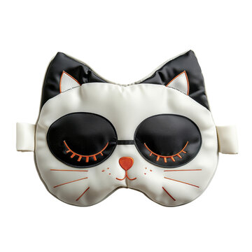 recommend clip art: Cute cat sleep mask with white fur and pink ears on transparent background clipart