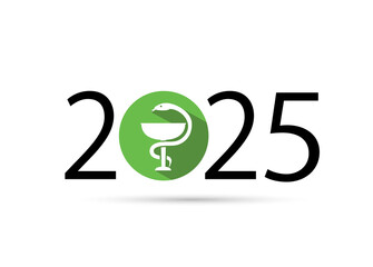 happy new year 2025. 2025 with Pharmacy icon
