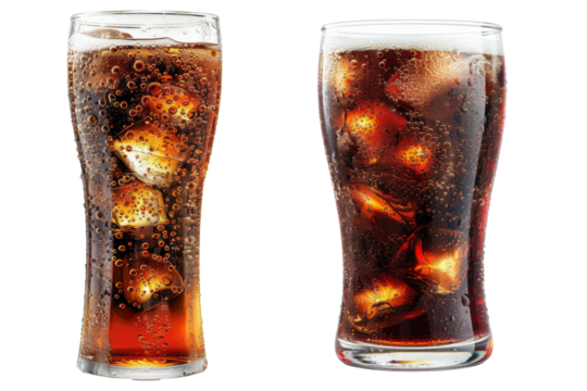 Glass of cola  on a transparent background.