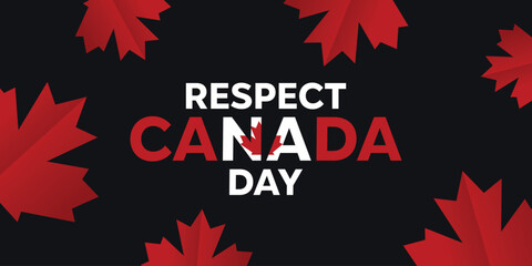 National Respect Canada Day. Great for cards, banners, posters, social media and more. Black Background.