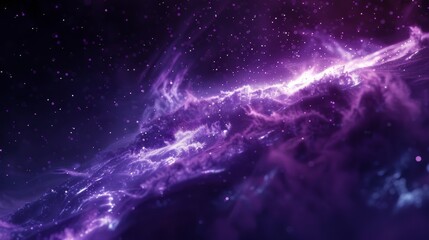 Purple and pink abstract nebula with glowing particles