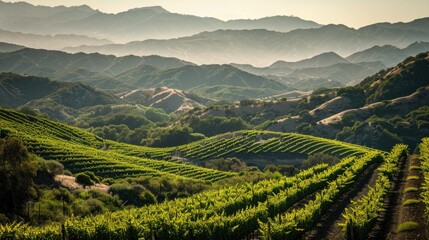 Fototapeta premium Vineyards lining the mountains