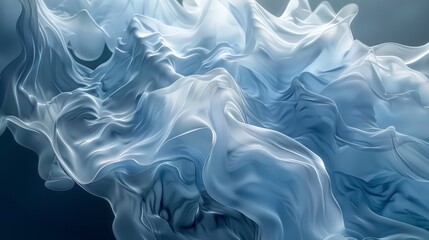 Obraz premium Abstract background of fluid, translucent fabric-like waves in white and blue