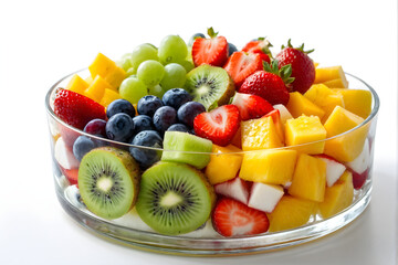 Mixed Fruit Salad in bowl isolated on white background